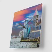 ピアアロアマンハッタンニューヨークシティUSAポスター スクエア壁時計 (傾斜)