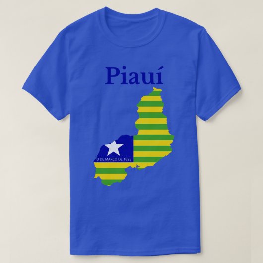 ピアウイ地図ブラジル国旗 Tシャツ (デザイン正面)