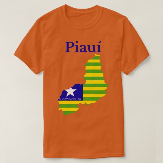 ピアウイ地図ブラジル国旗 Tシャツ (デザイン正面)