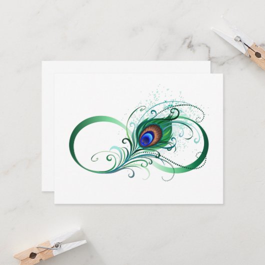 ピアコックフェザー付き無限大シンボル カード (正面/裏面インサイチュ)