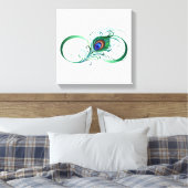 ピアコックフェザー付き無限大シンボル キャンバスプリント (インサイチュ (寝室))