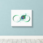 ピアコックフェザー付き無限大シンボル キャンバスプリント (インサイチュ (ウッドフロア))