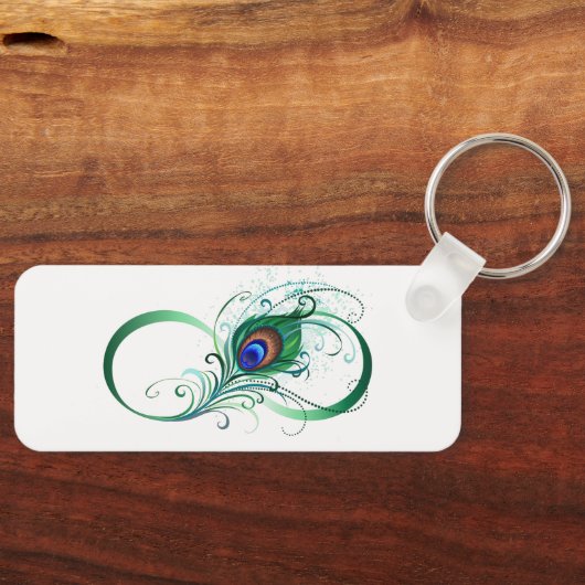 ピアコックフェザー付き無限大シンボル キーホルダー (正面)