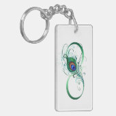 ピアコックフェザー付き無限大シンボル キーホルダー (正面左)