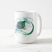 ピアコックフェザー付き無限大シンボル コーヒーマグカップ (正面右)