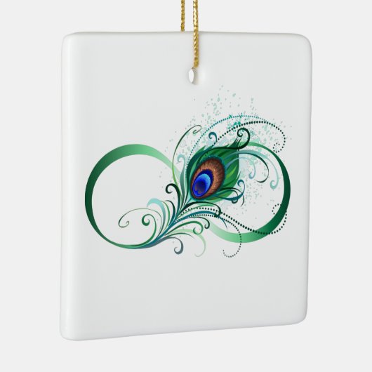 ピアコックフェザー付き無限大シンボル セラミックオーナメント (右)
