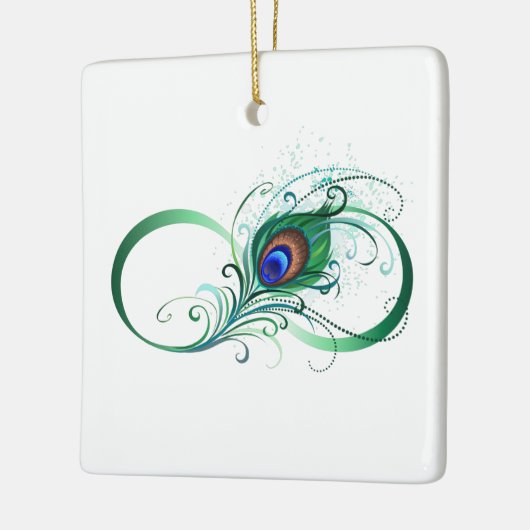 ピアコックフェザー付き無限大シンボル セラミックオーナメント (左)