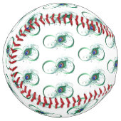 ピアコックフェザー付き無限大シンボル ソフトボール (正面左)