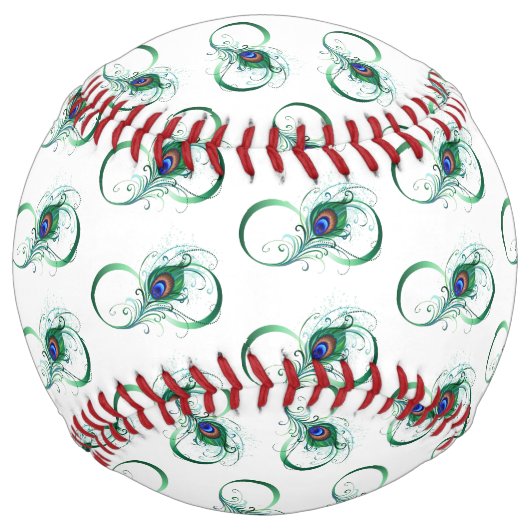 ピアコックフェザー付き無限大シンボル ソフトボール (正面)