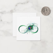 ピアコックフェザー付き無限大シンボル ノートカード (正面/裏面インサイチュ)