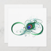 ピアコックフェザー付き無限大シンボル ノートカード (正面/裏面)