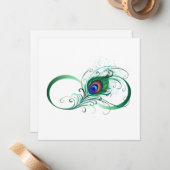 ピアコックフェザー付き無限大シンボル ノートカード (正面/裏面インサイチュ)