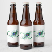 ピアコックフェザー付き無限大シンボル ビールラベル (ボトル)