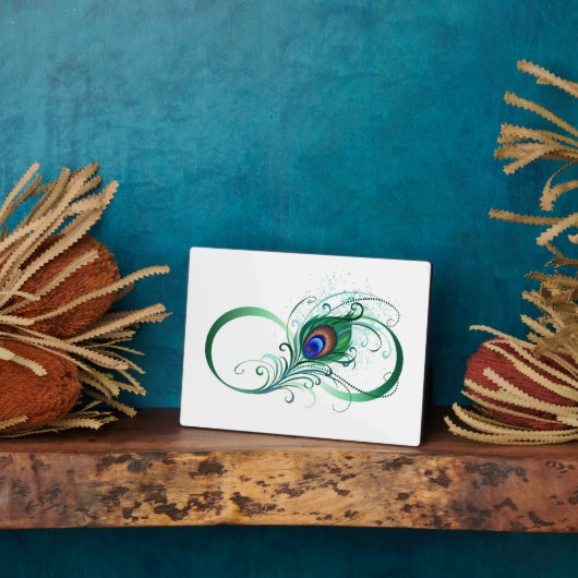 ピアコックフェザー付き無限大シンボル フォトプラーク (側面)