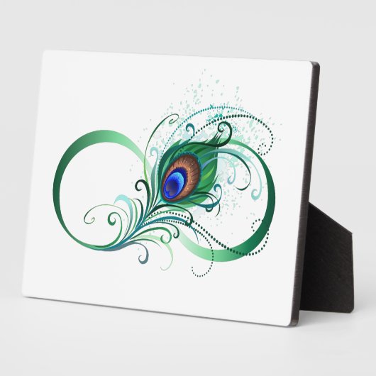 ピアコックフェザー付き無限大シンボル フォトプラーク (側面)