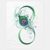 ピアコックフェザー付き無限大シンボル フリースブランケット (正面)