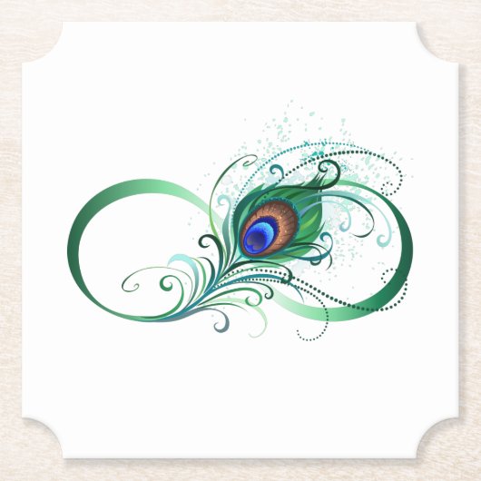 ピアコックフェザー付き無限大シンボル ペーパーコースター (正面)