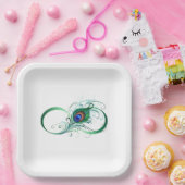 ピアコックフェザー付き無限大シンボル ペーパープレート (パーティー)