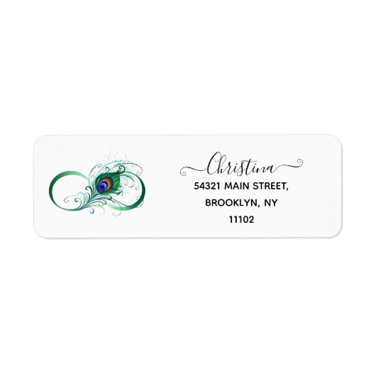 ピアコックフェザー付き無限大シンボル ラベル (正面)