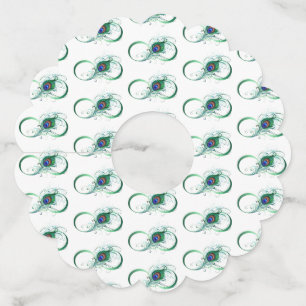 ピアコックフェザー付き無限大シンボル ワイングラスタグ