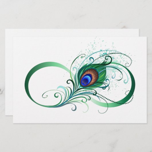 ピアコックフェザー付き無限大シンボル 便箋 (正面/裏面)