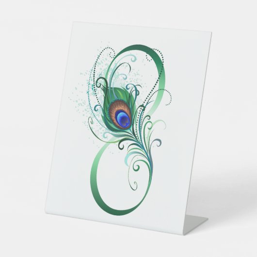 ピアコックフェザー付き無限大シンボル 台座サイン (正面)