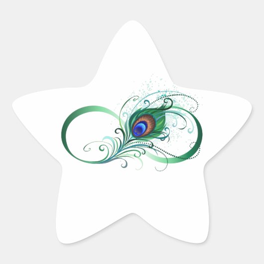 ピアコックフェザー付き無限大シンボル 星シール (正面)