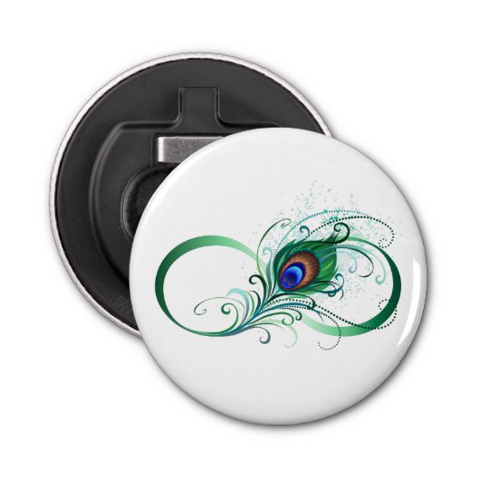 ピアコックフェザー付き無限大シンボル 栓抜き (正面)