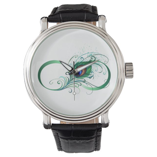 ピアコックフェザー付き無限大シンボル 腕時計 (正面)