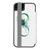 ピアコックフェザー付き無限大シンボル INCIPIO iPhoneウォレットケース (フォリオ裏面)