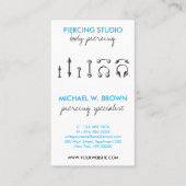 ピアシングのための青いアフターケアの指示 名刺 (正面)