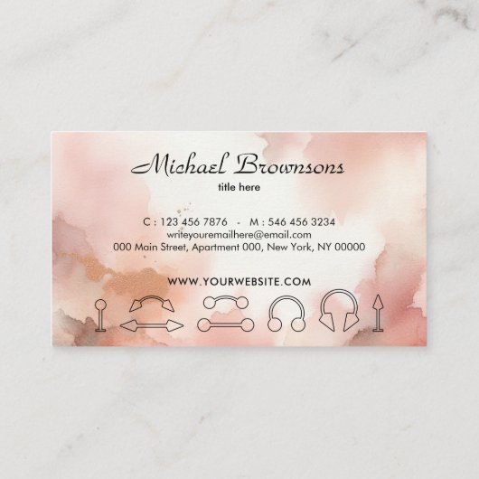 ピアシング専門の水の色ロセゴールド 名刺 (裏面)