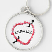 ピアシング矢印ラフ赤いハートアウトラインテンプレート キーホルダー (正面)