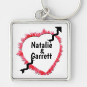 ピアシング矢印ラフ赤いハートアウトラインテンプレート キーホルダー (正面)