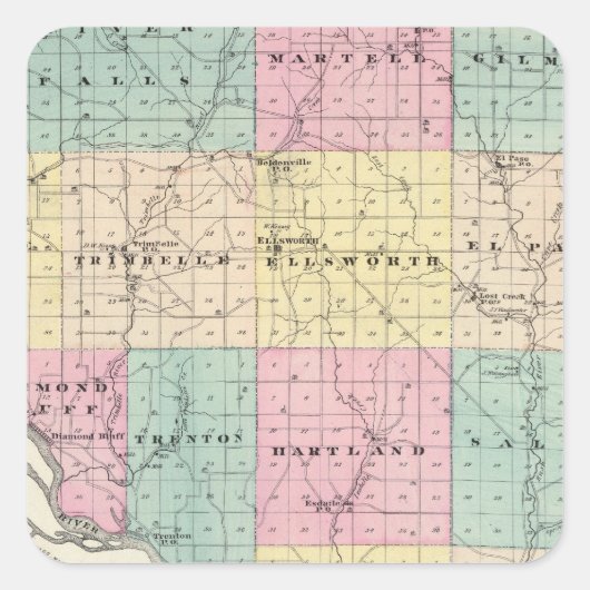 ピアシング郡とエルズワースの地図 スクエアシール (正面)