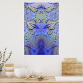 ピアシング |紫色と黄色のフラクタルアート ポスター (キッチン)