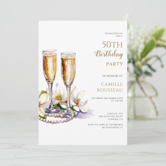 ピアスとプロセッコ50th誕生日パーティー 招待状 (スタンド正面)