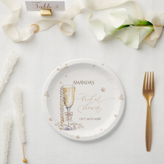ピアスアンドプロセコボーエレガントブライダルシャワー ペーパープレート (ウェディング)