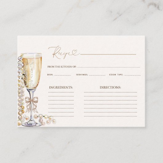 ピアスアンドプロセッコブライダルシャワーレシピ エンクロージャーカード (正面)
