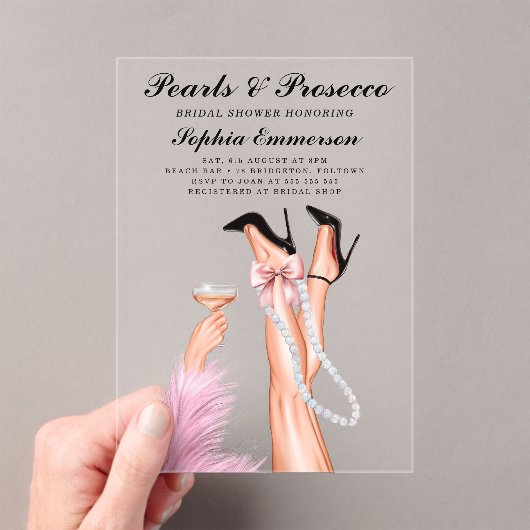 ピアスアンドプロセッコブライダルシャワー アクリル招待状 (インサイチュ (ポータブル))