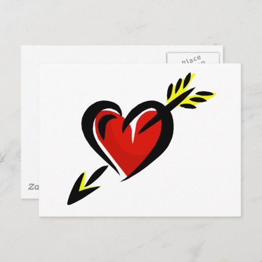 ピアスハート矢印バレンタイン シーズンポストカード (正面/裏面)