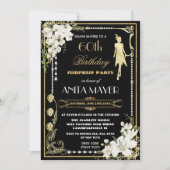 ピアスフローラアールデコギャツビー誕生日ANY AGE Inv 招待状 (正面)