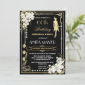 ピアスフローラアールデコギャツビー誕生日ANY AGE Inv 招待状 (スタンド正面)