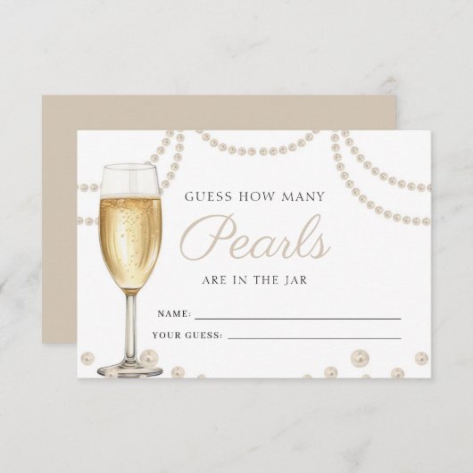 ピアスプロセッコのブライダルシャワーゲーム数を推測 エンクロージャーカード (正面/裏面)