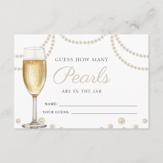 ピアスプロセッコのブライダルシャワーゲーム数を推測 エンクロージャーカード (正面)