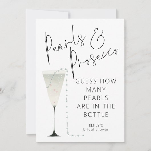 ピアスプロセッコのブライダルシャワーゲーム数を推測 招待状 (正面)