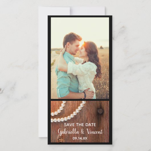 ピアス素朴カントリー納屋の結婚式の日付を保存 セーブザデート (正面)