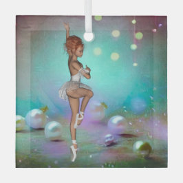 ピアス色彩の鮮やかバックグラウンド&踊りバレリーナ ガラスオーナメント