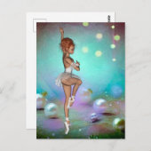ピアス色彩の鮮やかバックグラウンド&踊りバレリーナ ポストカード (正面/裏面)