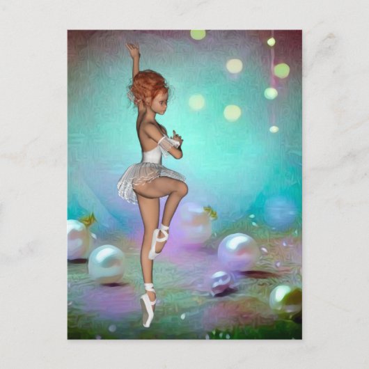 ピアス色彩の鮮やかバックグラウンド&踊りバレリーナ ポストカード (正面)